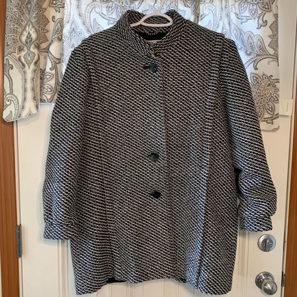 British Mist Womens Wool Tweed Oversized Pea Coat Size 15/16